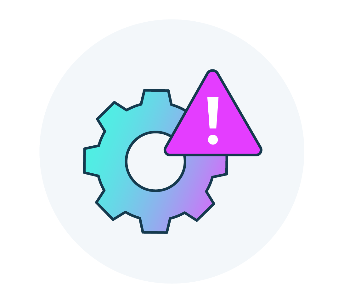 an icon with a gear and a danger sign